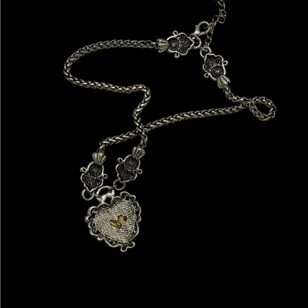 Silver & Gold-Tone Heart Pendant Necklace - Brighton Inspired Design - Picture 5 of 5